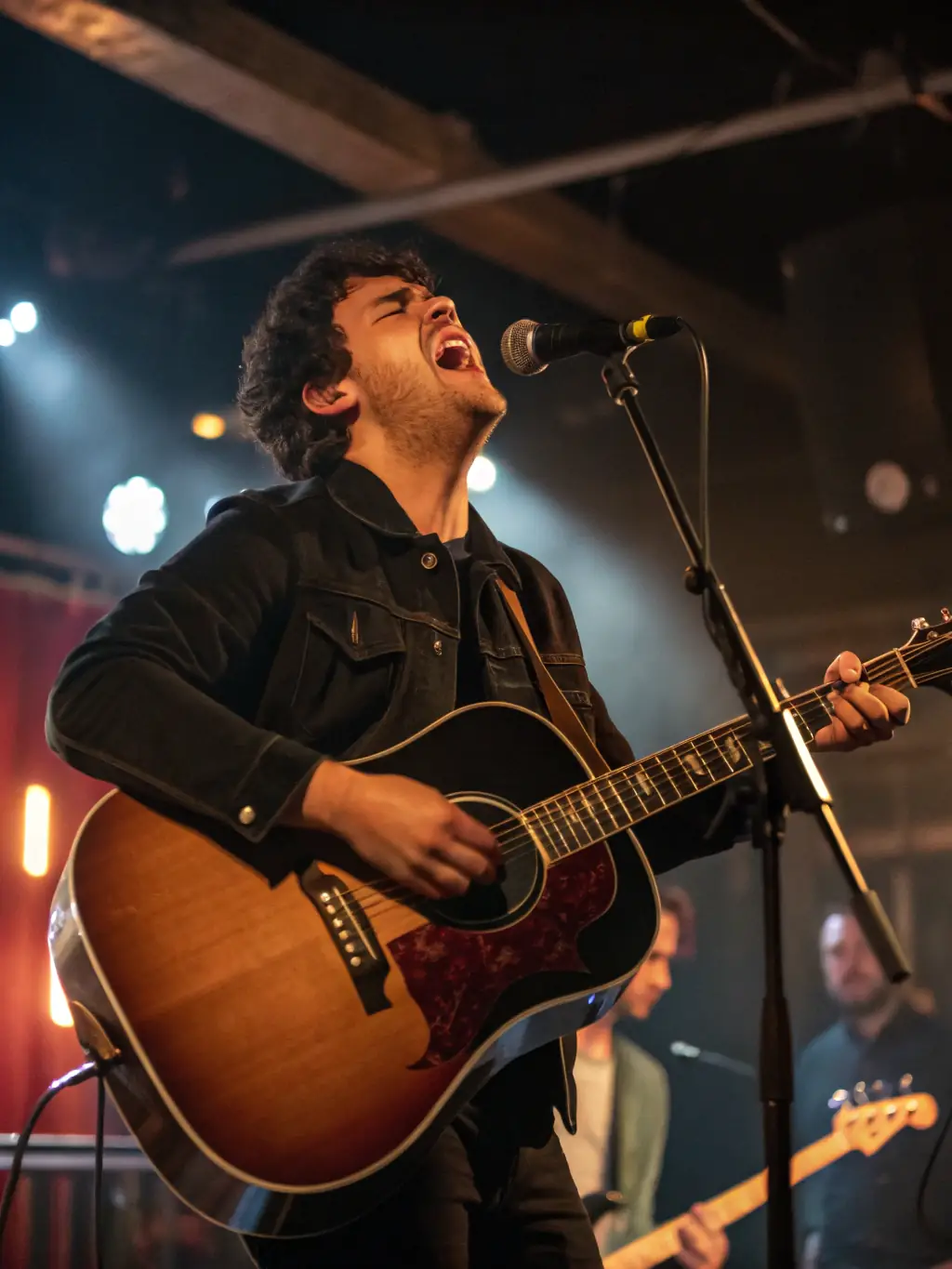 A photo capturing a Spanish guitar performance, the guitarist deeply engrossed in playing, with an appreciative audience in the background. The lighting is warm and intimate, creating a captivating atmosphere.